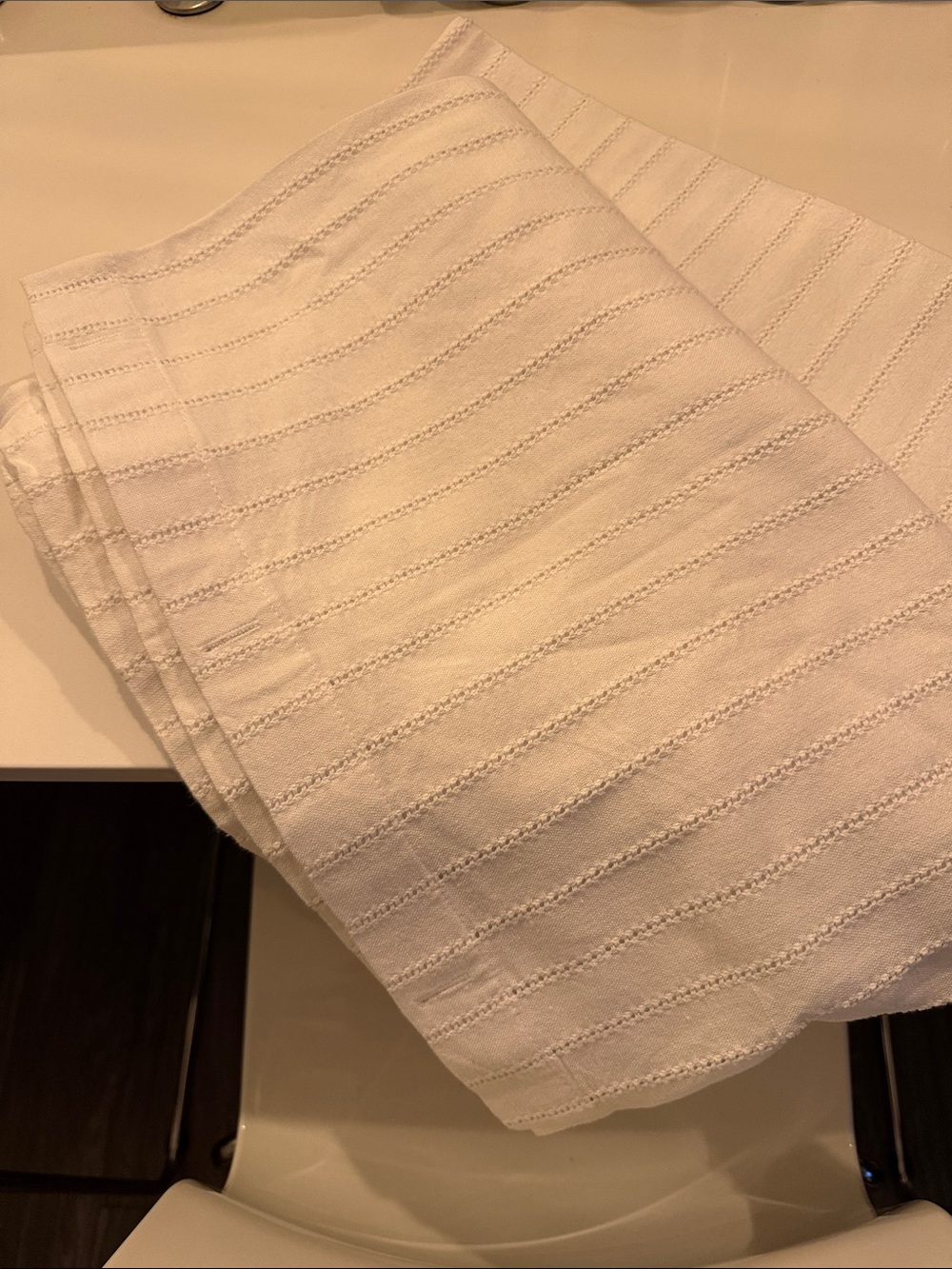 White Textured Standard Shower Curtain